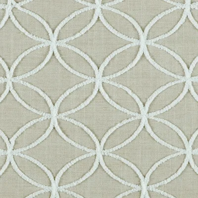 Inner Circle in Flax, an embroidered fabric in polyester. Ideal for drapery, curtains and pillows. Order samples at InteriorDecorating.com